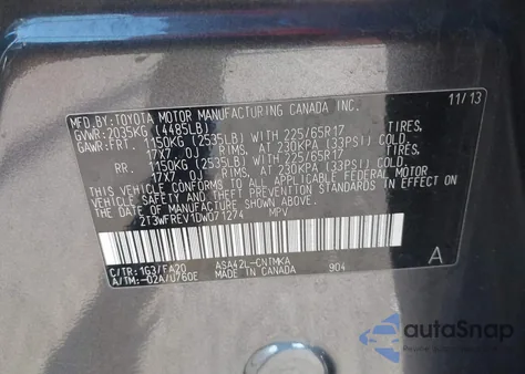2013 Toyota Rav4 Xle from USA, damaged, VIN 2T3WFREV1DW071274